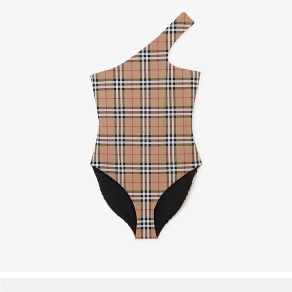Burberry Other - Burberry Beige Plaid One-Shoulder Bodysuit